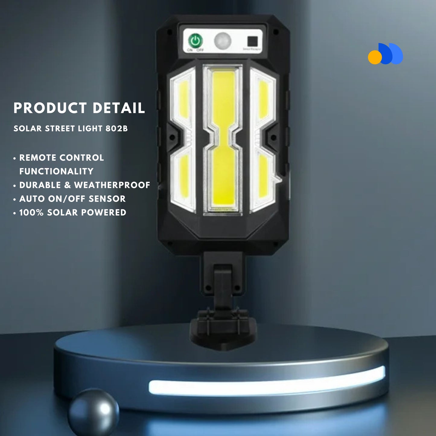 Solar Street Light 802B | 68 LED Super Bright with Remote Control & Dusk-to-Dawn Sensor