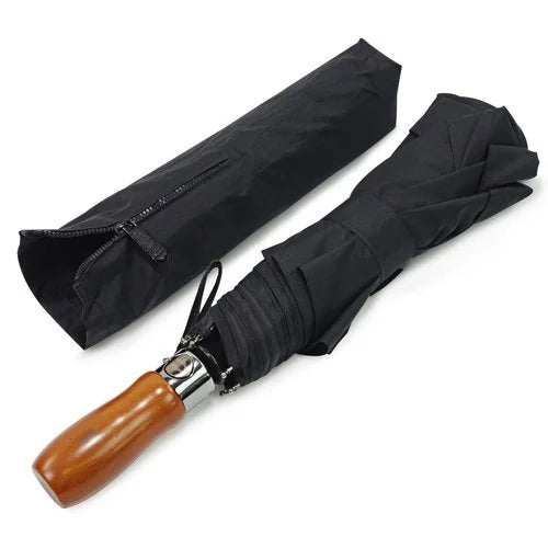 60-Inch Rain Umbrella – Windproof & Waterproof (Black/Silver)