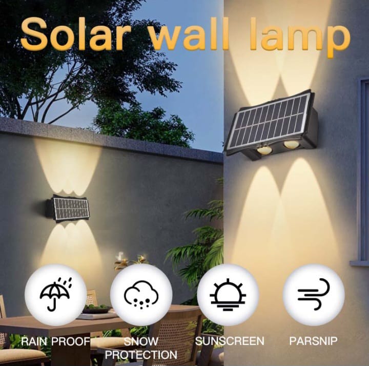 Waterproof Solar Outdoor Wall Light XF 7718 – Warm LED, Auto On/Off, Modern Design