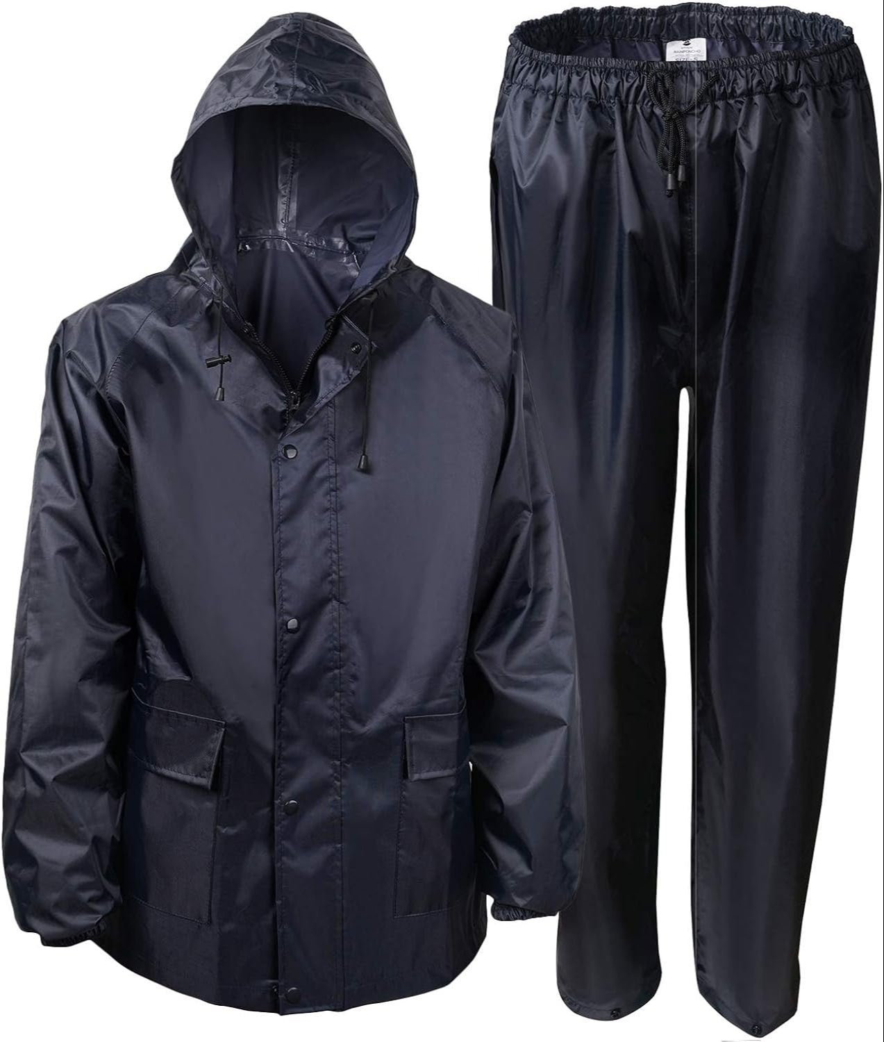 PVC RUBBER COATED BLACK RAIN COAT SUIT - WATERPROOF - (MEN&WOMEN)