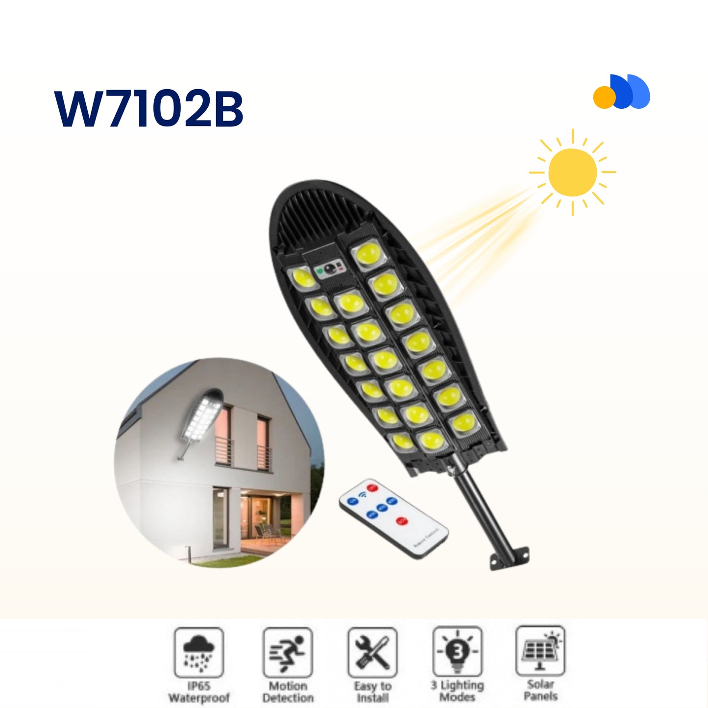 Solar Rechargeable Flashlight with Motion Sensor W7102B-3 | Weather-Resistant Outdoor Light