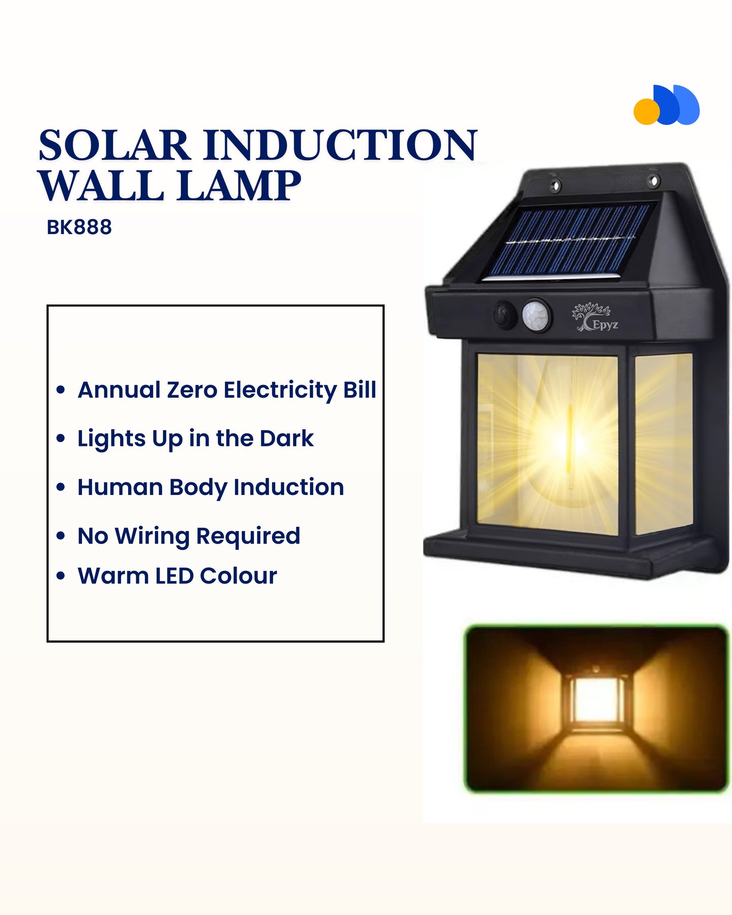 Rechargeable Solar Wall Light in Pakistan – BK-888 | Motion Sensor, Waterproof, Outdoor LED