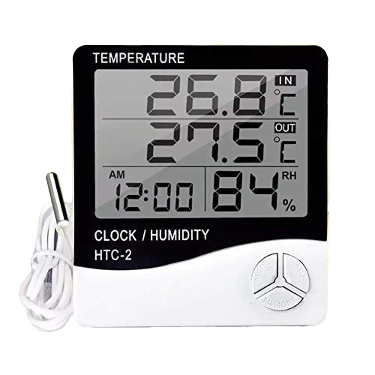 HTC-2 Digital Temperature & Humidity Meter – All-in-One Weather Station for Home & Office