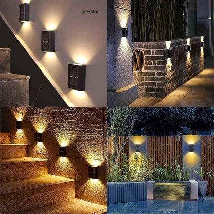 Waterproof Solar Outdoor Wall Light XF 7718 – Warm LED, Auto On/Off, Modern Design