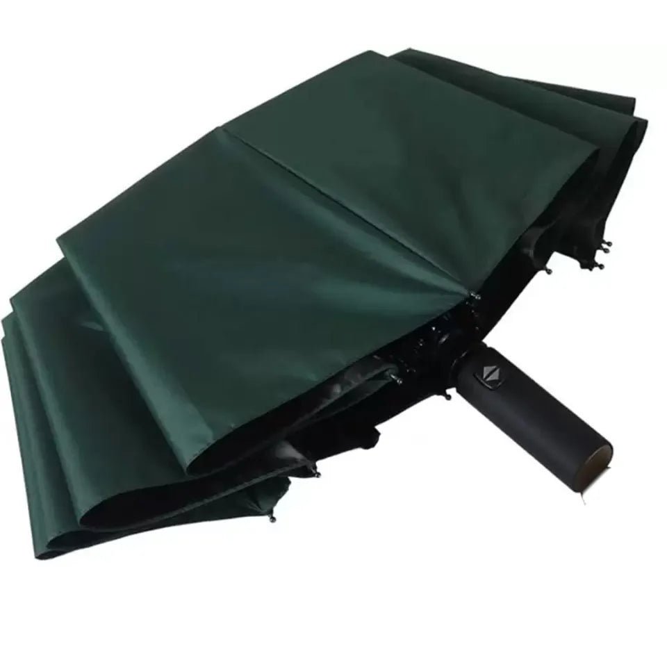 Automatic Open-Close Folding Umbrella - Windproof, Rainproof & Compact (Bottle Green)