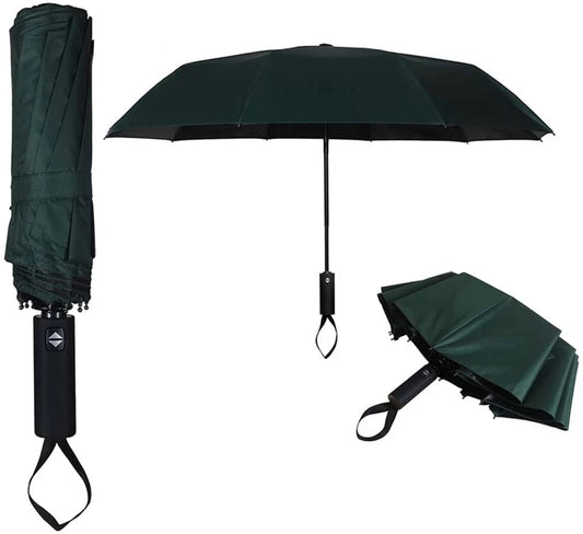 Automatic Open-Close Umbrella, Dual-Purpose - Bottle Green, High Quality Wind Proof Material