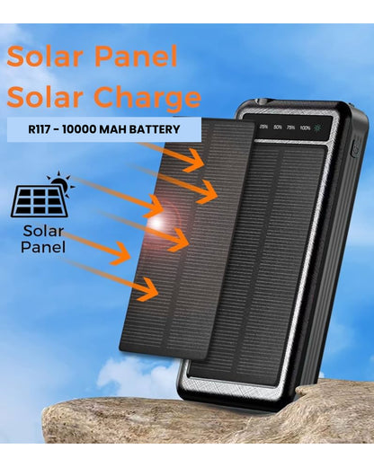 Solar Power Bank - 10,000mAh  – Dual USB, Fast Charging, Compact & Portable